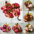 thumbnail image 2 of Yesbay 1 Bouquet 13 Heads Artificial Peony Silk Flower Wedding Party Home Decoration,Cameo Brown, 2 of 8