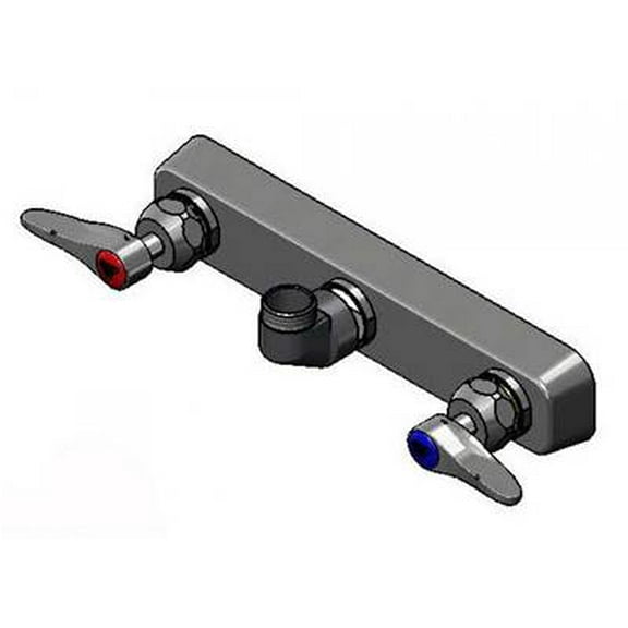 T&S Brass - 8'' Wall Mount Workboard PRU Base Faucet, Less Nozzle, CV-Ceramas, Lever Handles