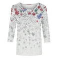 thumbnail image 4 of Craaazy Christmas Tops for Women Christmas Holiday Print 3/4 Sleeve Xmas Blouse Gifts, 4 of 5