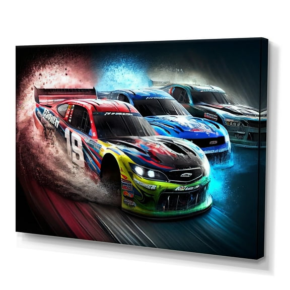 Designart American Stock Car Racing V Canvas Wall Art