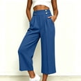 thumbnail image 6 of Noric Women's High Waist Wide Leg Capri Pants with Button Casual Loose Fit Summer Dressy Trousers, 6 of 8