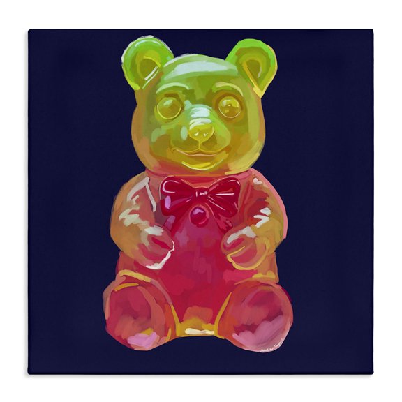 Stupell Industries Contemporary Candy Bear on Blue Canvas Art, 30 x 30, by Amelia Noyes