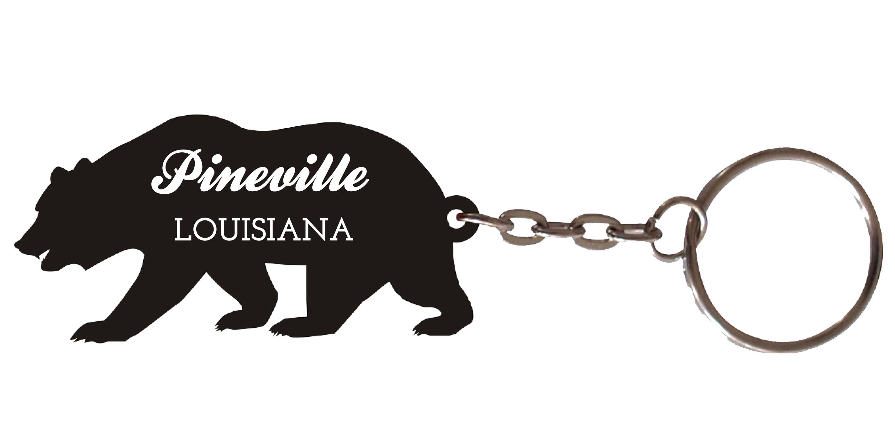 Pineville Louisiana Souvenir Metal Bear Keychain 