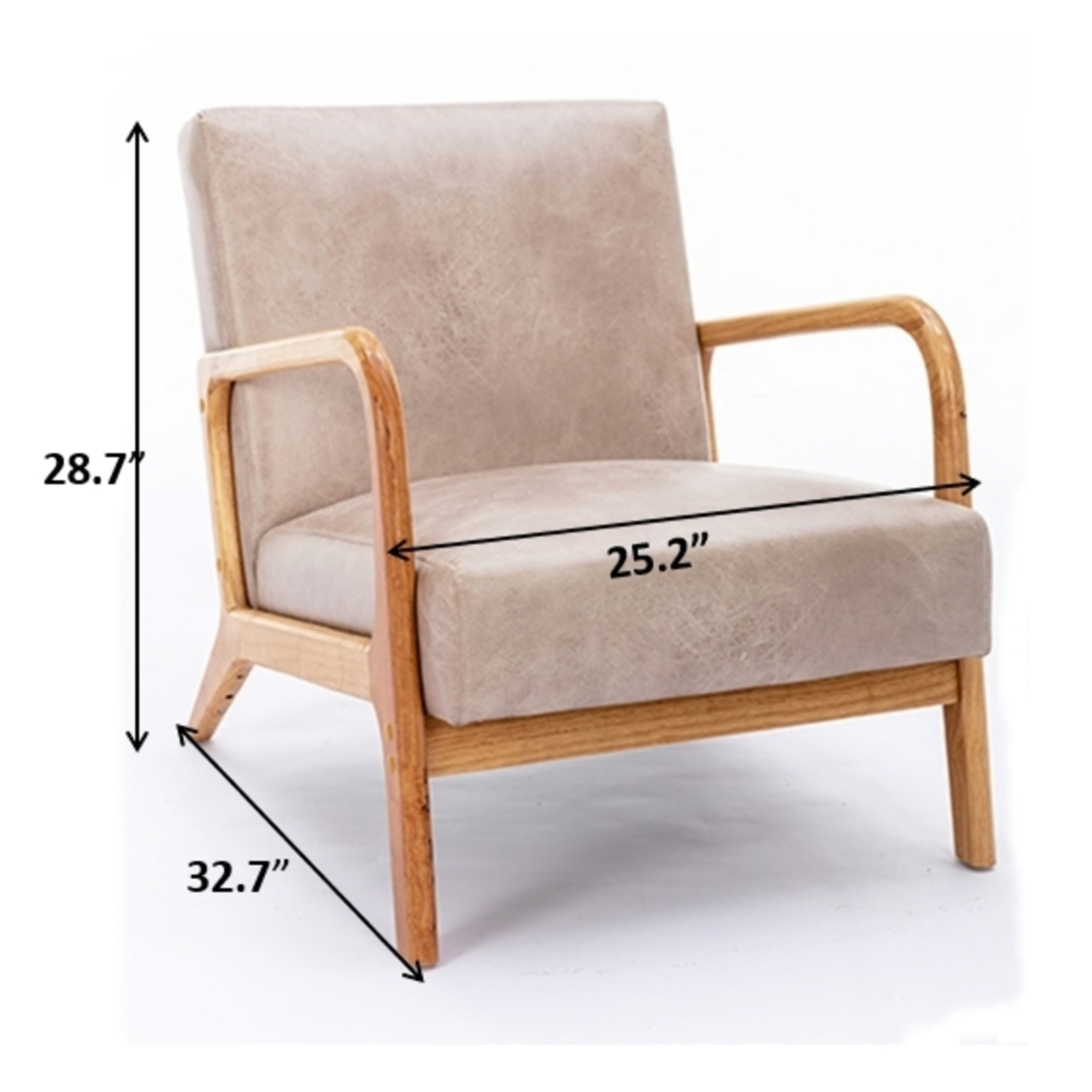 GDF Studio 32.7" Mid-Century Modern Accent Chair with Open Wood Frame, Microfiber Upholstery, Light Camel
