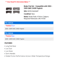 thumbnail image 2 of Brake Pad Set - Compatible with 2003 - 2009 GMC C4500 Topkick 2004 2005 2006 2007 2008, 2 of 2
