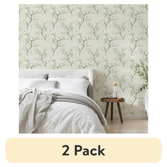 (2 pack) Abyssaly Floral Wallpaper 17.7" x 118" Peel and Stick Wallpaper Removable Self Adhesive Plum Wall Paper Decorative Wall Paper for Bedroom Living Room Home Decor