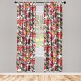thumbnail image 3 of Ambesonne Floral Curtains, Minimalist Dots Flowers Plot, Pair of 28"x95", Dark Pink and Sage Green, 3 of 5
