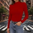 thumbnail image 2 of FUYUDY Women Blouse Casual Fashion Semi Turtleneck Slim Fit Basic Ribbed Knit Long Sleeve Tops Everyday And Layering Soft Female Solid Color Dailywear, 2 of 4