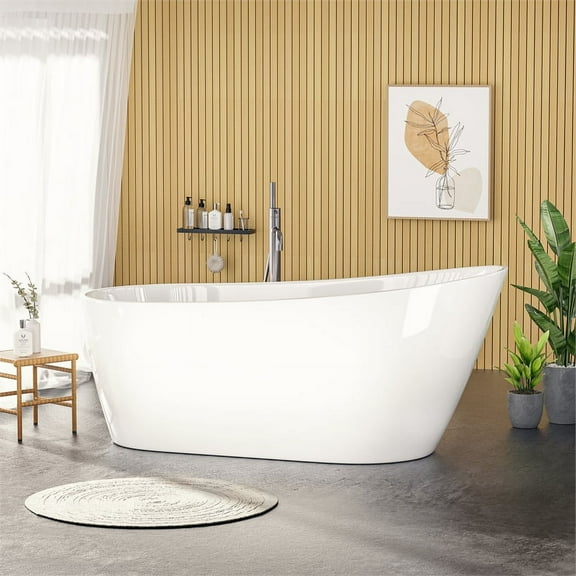 Clovis 21A0106, White Acrylic 63in x 31in, Freestanding Bathtub
