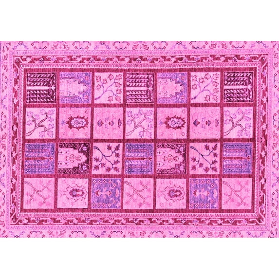 Ahgly Company Indoor Rectangle Abstract Pink Modern Area Rugs, 2' x 3'