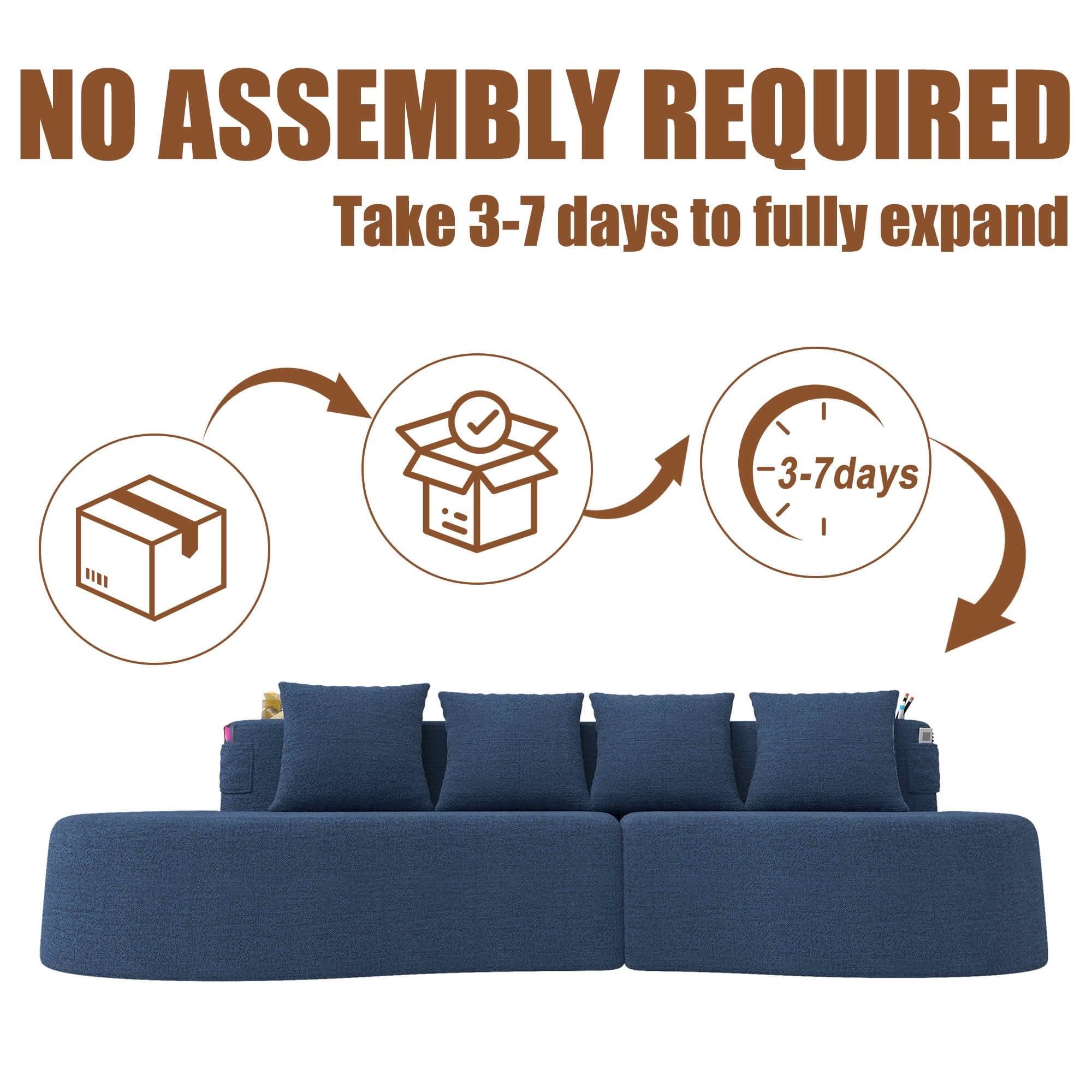 MAYEERTY Curved 3-Seat Modular Sectional Sofa, Minimalist Half Moon Chenille Couch for Living Room & Apartment