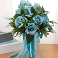 thumbnail image 3 of Wedding Bouquets for Bride, Silk Roses Bridal Wedding Hand Bouquet Bridesmaid Holding Artificial Fake Flowers, 3 of 8