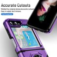 thumbnail image 6 of Dteck for Samsung Galaxy Z Flip 6 Case with Back Screen Protector + Hinge Protection + Finger Ring Metal Kickstand, Heavy Duty Shockproof Rugged Protective Cover for Samsung Galaxy Z Flip 6,Purple, 6 of 8