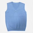 thumbnail image 2 of Teylalorva Women's Solid Color Sweater Vest V-Neck Sleeveless Fall Winter Layer Top Light Blue Size M, 2 of 4