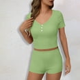 thumbnail image 6 of Ndbuld Womens 2 Piece Workout Sets Short Matching Casual Summer Outfits Slim Fitted Going Out Gym Yoga Athletic Tracksuits Green 2XL, 6 of 6