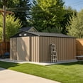 thumbnail image 7 of Patiowell Double Lockable Doors Metal Outdoor Storage Shed with Floor Frame, 10' x 12', Brown, 7 of 7
