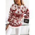 thumbnail image 3 of Suéter navideño de cuello alto para mujer, suéter de punto con estampado de alce, jersey informal de manga larga, tops de invierno, 3 of 5