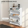 thumbnail image 4 of HOMCOM Shoe Storage Cabinet with 3 Flip Drawers for 18 Pairs of Shoes White, 4 of 10