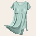 thumbnail image 4 of Naittoop Bulit-in-Bra Nightgowns for Women Loose Crew Neck Sleepshirt Short Sleeve Comfy Pullover Pajamas Nightdress, 4 of 5