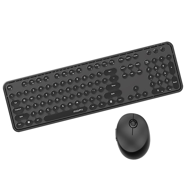 Mofii Mofii Retro Wireless Keyboard and Mouse Combo, 2.4G Ergonomic Design, Typewriter Style, Plug & Play, Black