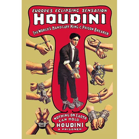 Houdini: The World's Handcuff King and Prison Breaker Museum quality giclee print canvas wrap(20" x 30")