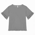 thumbnail image 4 of kpoplk T Shirts for Girls Letter Print Graphic Tees Oversized Casual Loose Drop Shoulder Short Sleeve Basic Summer Tops(Grey,9-10 Y), 4 of 6