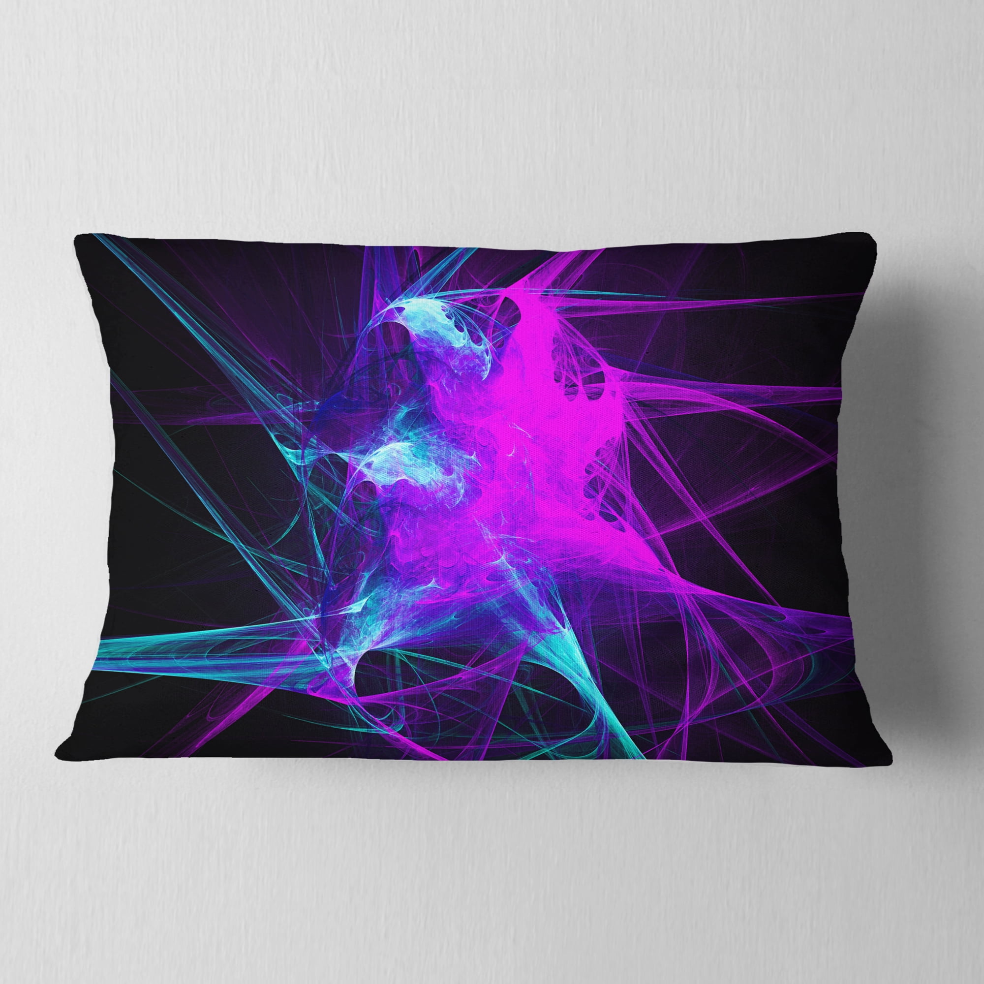 Designart Purple Glowing Ball of Smoke - Abstract Throw Pillow - 12x20