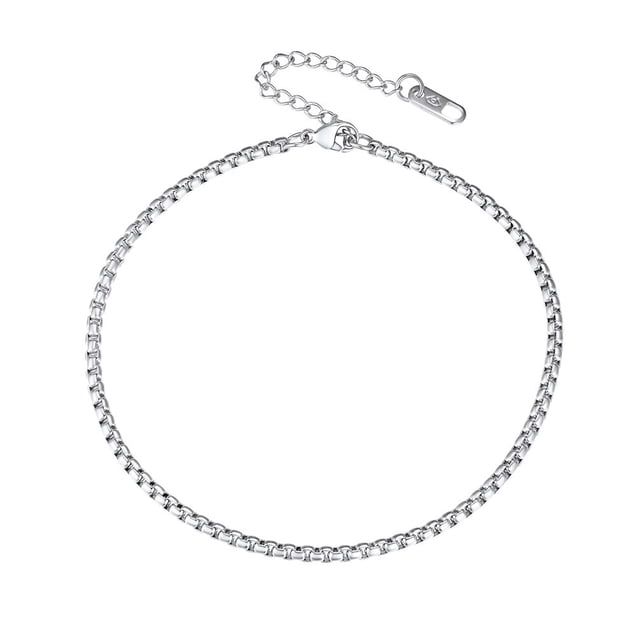 PROSTEEL Pulsera tobillera de cadena de caja plana para mujer, joyería de verano de playa de acero inoxidable de 3 mm para niñas, regalo de cadena de pie