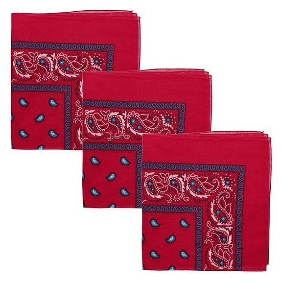 Motique Accessories Two Tone Paisley Bandana - Set of 3 (Hot Pink)