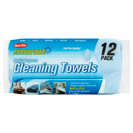 Clean-Rite 12 Pack Multi-Purpose Microfiber Cleaning Towels