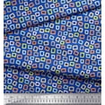 thumbnail image 2 of Soimoi Blue Moss Georgette Fabric Square Geometric Print Sewing Fabric Yard 42 Inch Wide, 2 of 3