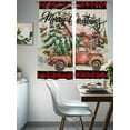 thumbnail image 4 of Merry Christmas Winter Truck Pine Chalet Snowflake Plaid linen Sheer Curtains 72 inches Long, Light Filtering Sheer Window Curtains Rod Pocket Voile Drapes for Bedroom Living Room, 2 Panels 52"Wx72"L, 4 of 7