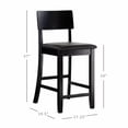 thumbnail image 6 of Linon Torino Full Back Wood Counter Stool, 24" Seat Height, Black Finish with Dark Brown Fabric, 6 of 9