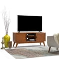 thumbnail image 2 of Simpli Home Draper Solid Hardood 60 " Mid-Century Modern TV Media Stand in Teak Brown, 2 of 10