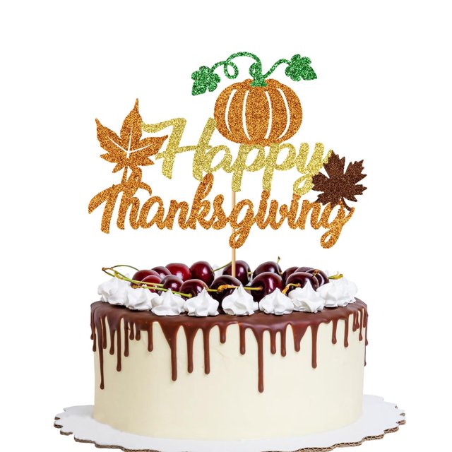 Decoración para tartas YQLXDHBD, feliz Día de Acción de Gracias, hoja de arce, calabaza