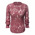 thumbnail image 5 of Womens Summer Outfits, Womens Shirts, Elegant Hollow Lace Women Shirts Fashionable Blouses with Long Flare Sleeves Stylish O-Neck Design for Modern Women, 5 of 6