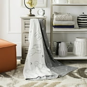 SAFAVIEH Ella Knit Elephant Patterns Throw, 50" x 60", Light Grey/Ivory