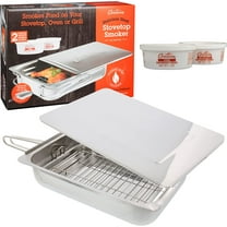 Cameron's Large Stovetop Smoker w Wood Chips and Recipes 11" x 15" x 3.5" - Stainless Steel Smoker - Great For Dinner, Feasts, Parties & More