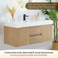 thumbnail image 4 of Siena 48" Wall-mounted Wood Vanity in Light Brown Artificial SInk no Mirror, 4 of 13
