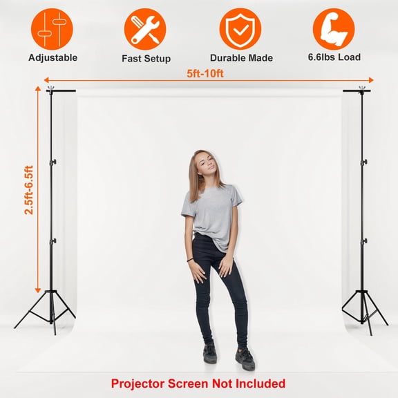 Zorpupoa 6.5x10FT Photo Video Backdrop Stand, Heavy Duty Adjustable Background Support System for Photography Studio, with Carrying Bag & Clamps