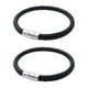 thumbnail image 1 of 2X Acero Inoxidable de Cuero, Pulsera de Cuero Trenzado, para Hombres Mujeres, Negro - Ancho 6mm - Longitud 23cm, 1 of 4