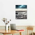 thumbnail image 2 of JEUXUS Wall Decorations For Living Room Framed Canvas Wall Art For Bedroom Office Wall Decor Black And White Wall Painting Blue Ocean Sea Wave Pictures Artwork For Modern Beach Home Decor 16x20in, 2 of 4