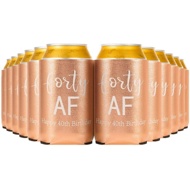 Forty Birthday Can Cooler Rose Gold 40th Birthday Decorations Beer