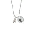 thumbnail image 2 of Delight Jewelry Silvertone Small Gymnast Balance Beam Silvertone Script Initial Disc - D - Charm Necklace, 20"+3", 2 of 4