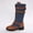 Dark Blue, variant on Womens Retro Leather Spliced Mid Calf Combat Boots Lace Up Metal Buckle Straps Wide Calf Motorcycle Riding Boots