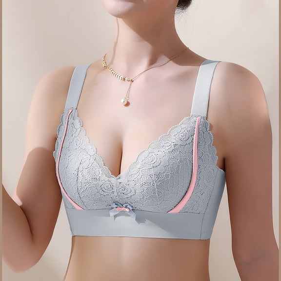 Sokhug Women's Plus Size Bra,Casual Lace Shaping Cup Plus Size Extra-Elastic Wirefree Underwear