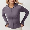 thumbnail image 2 of Luwomo Casual Jackets Womens Hooded Zip Up Lightweight Long Sleeve Yoga Coat Outdoor Sports Everyday Wear Blouses Dark Purple,2XL, 2 of 4