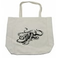 thumbnail image 1 of Octopus Shopping Bag, Marine Wildlife Sketch Illustration of Octopus with Large Tentacles Nautical Art, Eco-Friendly Reusable Bag for Groceries Beach and More, 15.5" X 14.5", Cream, by Ambesonne, 1 of 2