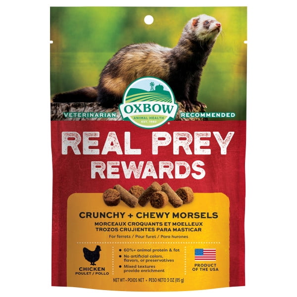 Oxbow Animal Health Real Prey Rewards Crunchy Chewy Ferret Treat - Chicken Flavor - 3 oz