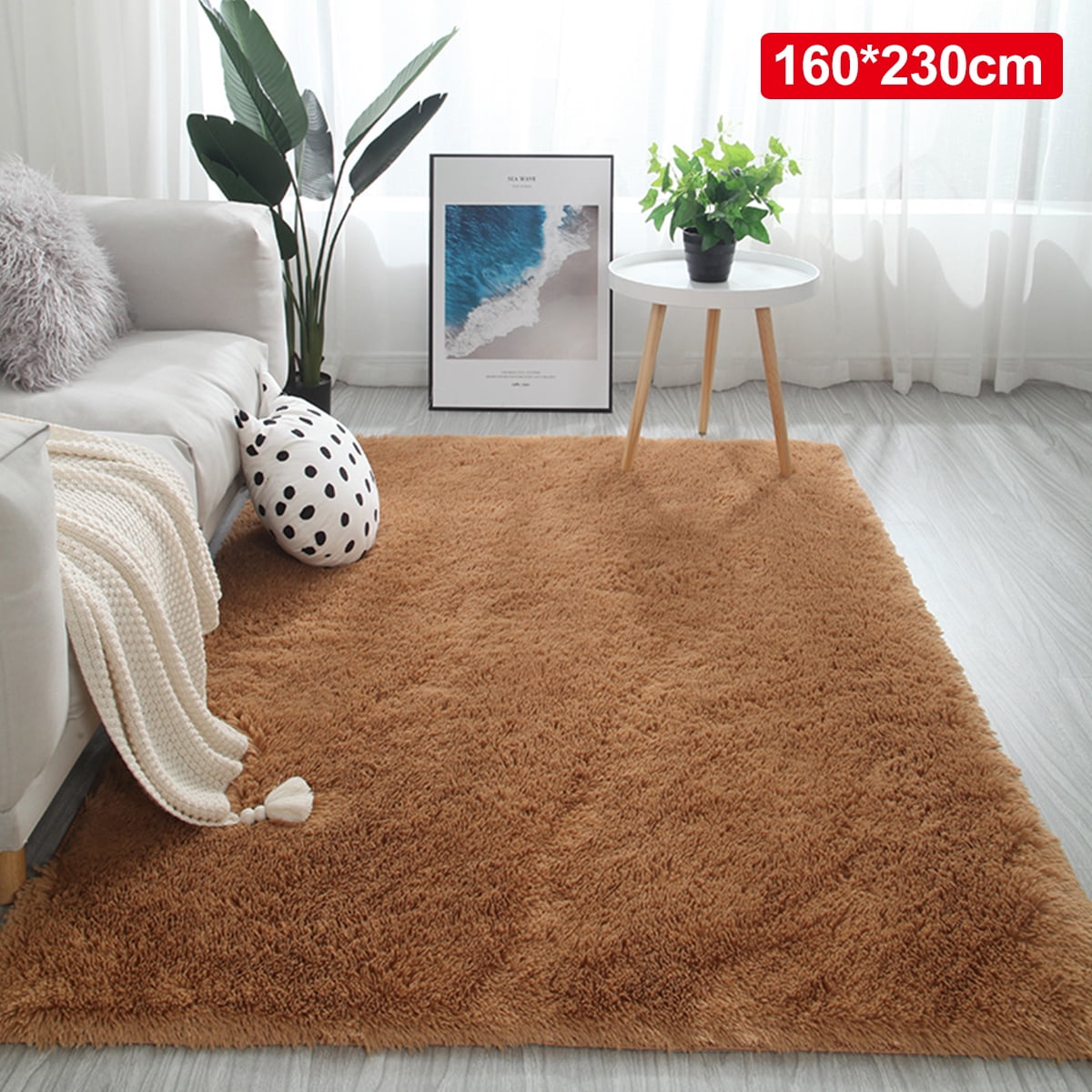 GSKJ Super Soft Wool-Like Faux Fur Area Rug,Bedroom Bedside Living Room Balcony Tatami Carpet,Luxury Soft High Pile Carpet,Fluffy Cozy Plush Area Rug-C 31x71inch